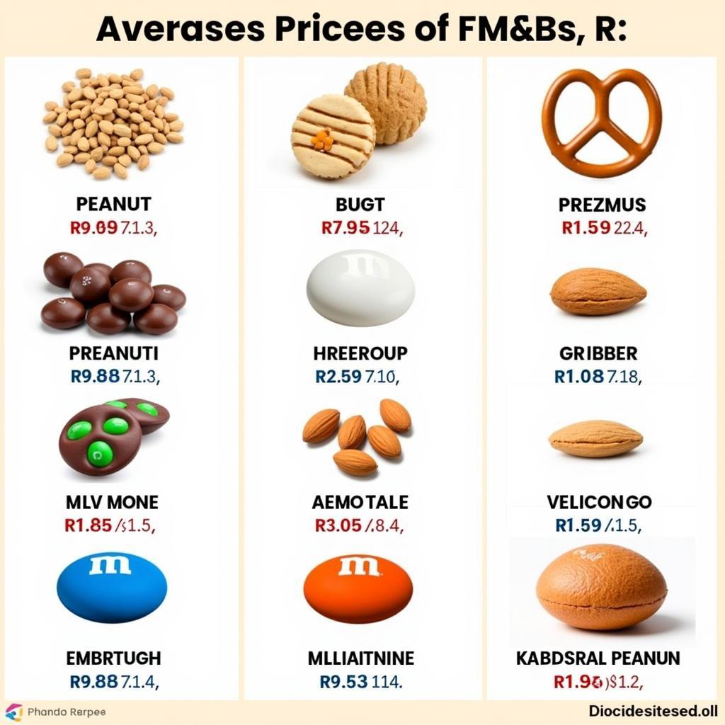 M&M Variety and Price Comparison: A visual representation showcasing the different varieties of M&M's available in Pakistan, including milk chocolate, peanut, pretzel, and other special editions.  Each variety is accompanied by its average price range, allowing for easy comparison. 