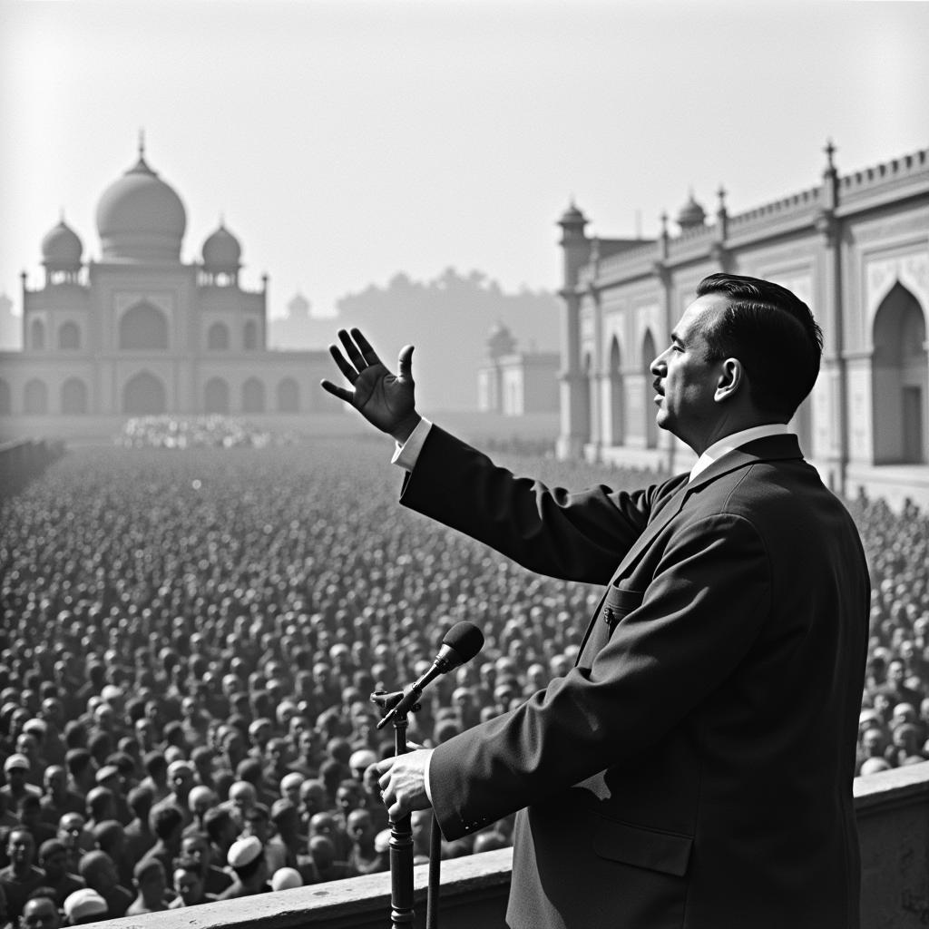 Muhammad Ali Jinnah Addressing a Crowd