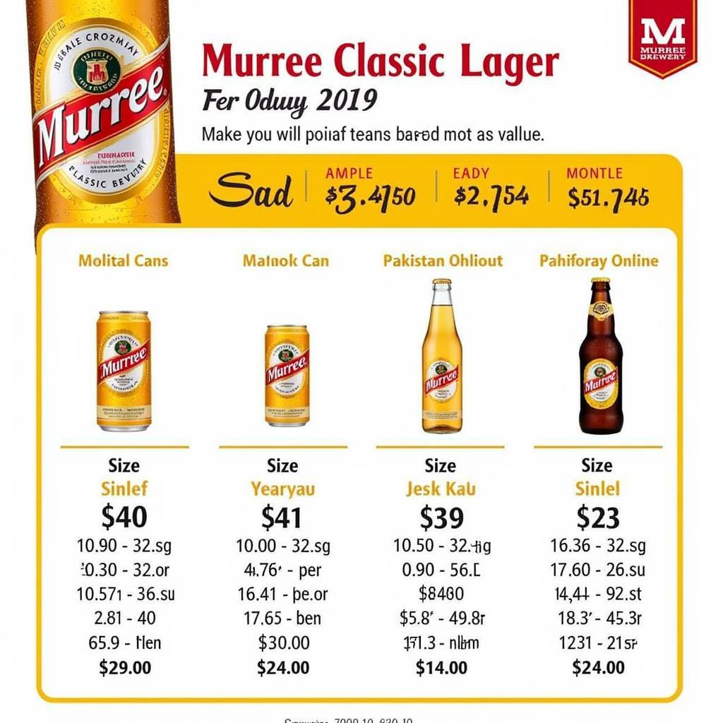 Murree's Classic Lager price list in different Pakistani cities