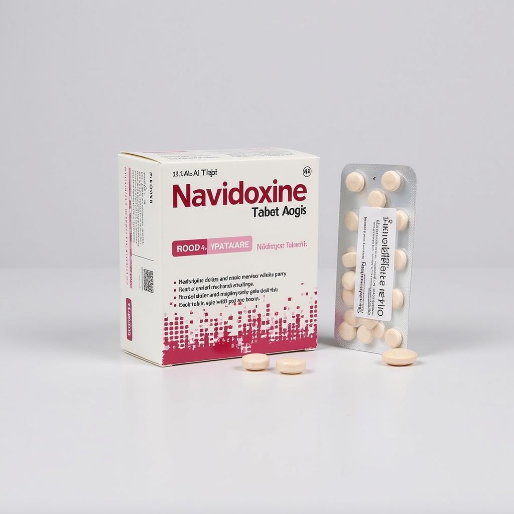 Navidoxine tablet packaging showing brand name and dosage information.