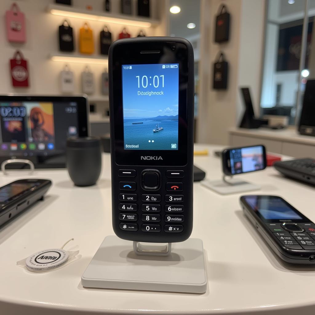 Nokia mini mobile on display in a retail store