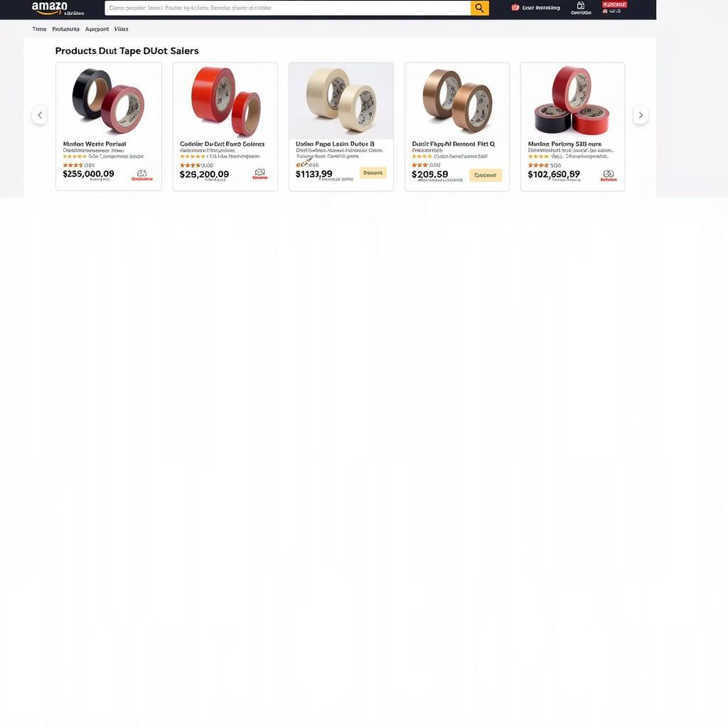 Screenshot of an online marketplace showcasing duct tape deals and discounts in Pakistan.