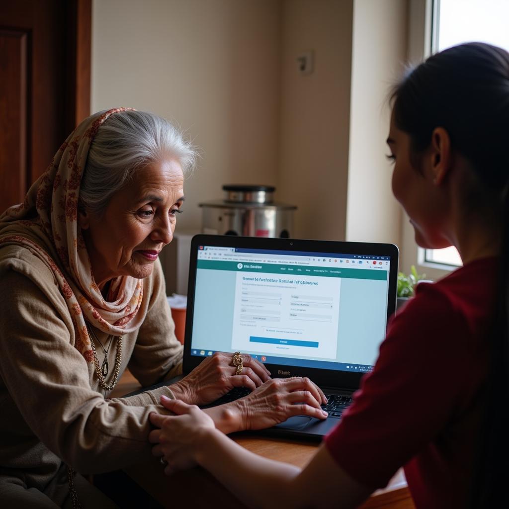 Pensioner submitting life certificate online in Pakistan