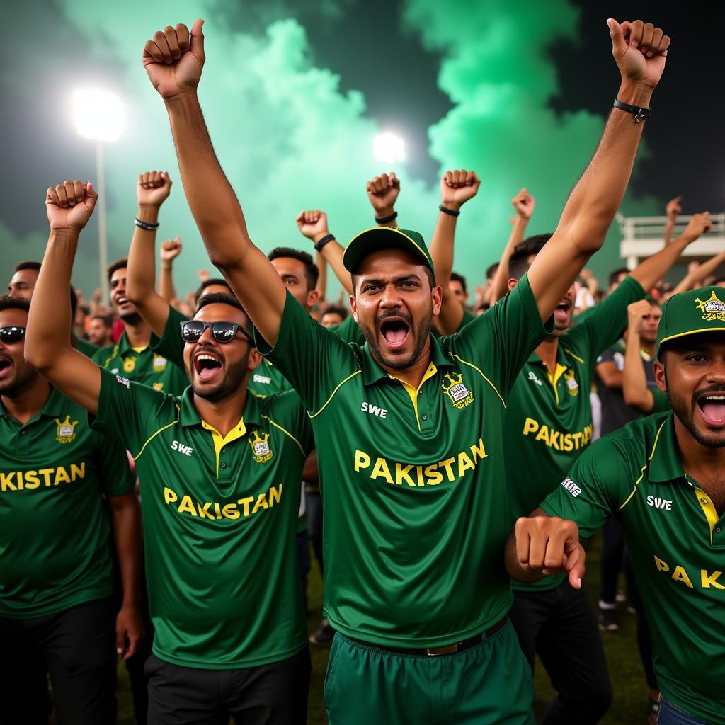 Pakistani Cricket Fans Celebrating a Victory