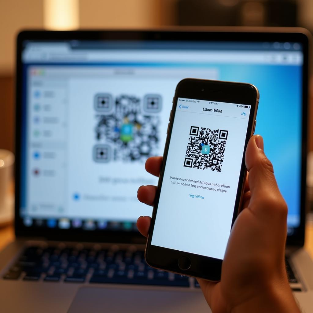 Scanning a QR code to activate eSIM