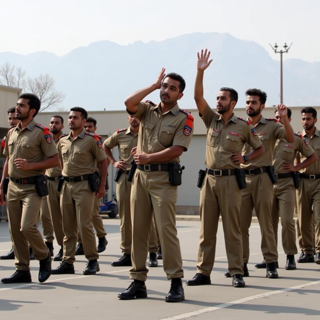 Recruits undergoing training at the Pakistan Railway Police Academy.