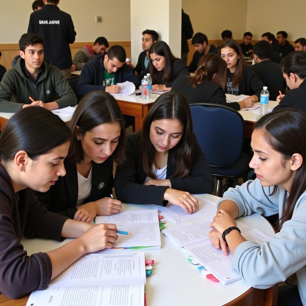 Students Preparing for a Pakistan Studies Exam with MCQs