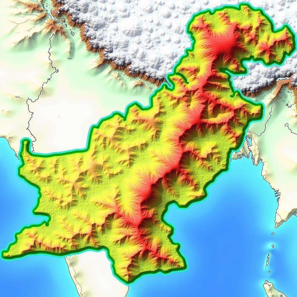 Topographic Color Map of Pakistan