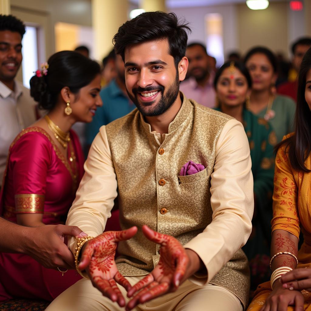 Groom at Mehndi Ceremony