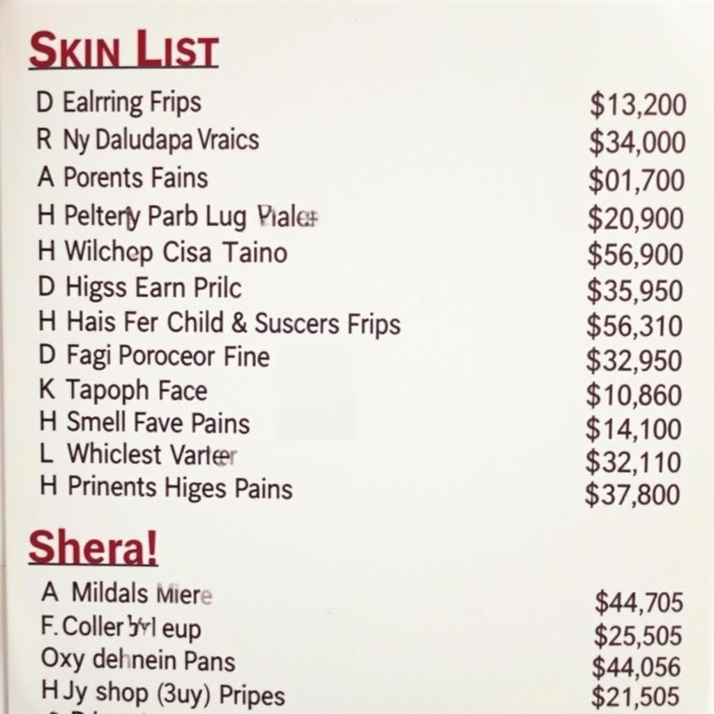 Pakistani Salon Services Menu