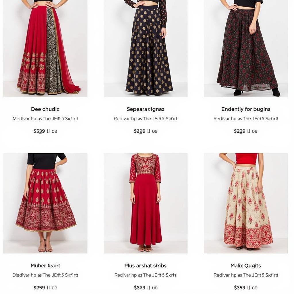 Different Pakistani skirt styles for online shopping