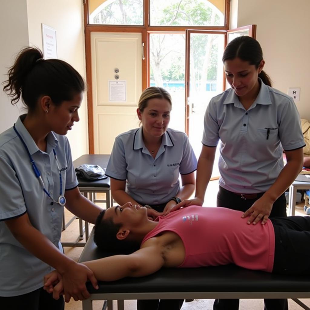 Physiotherapists working in an NGO setting in Pakistan