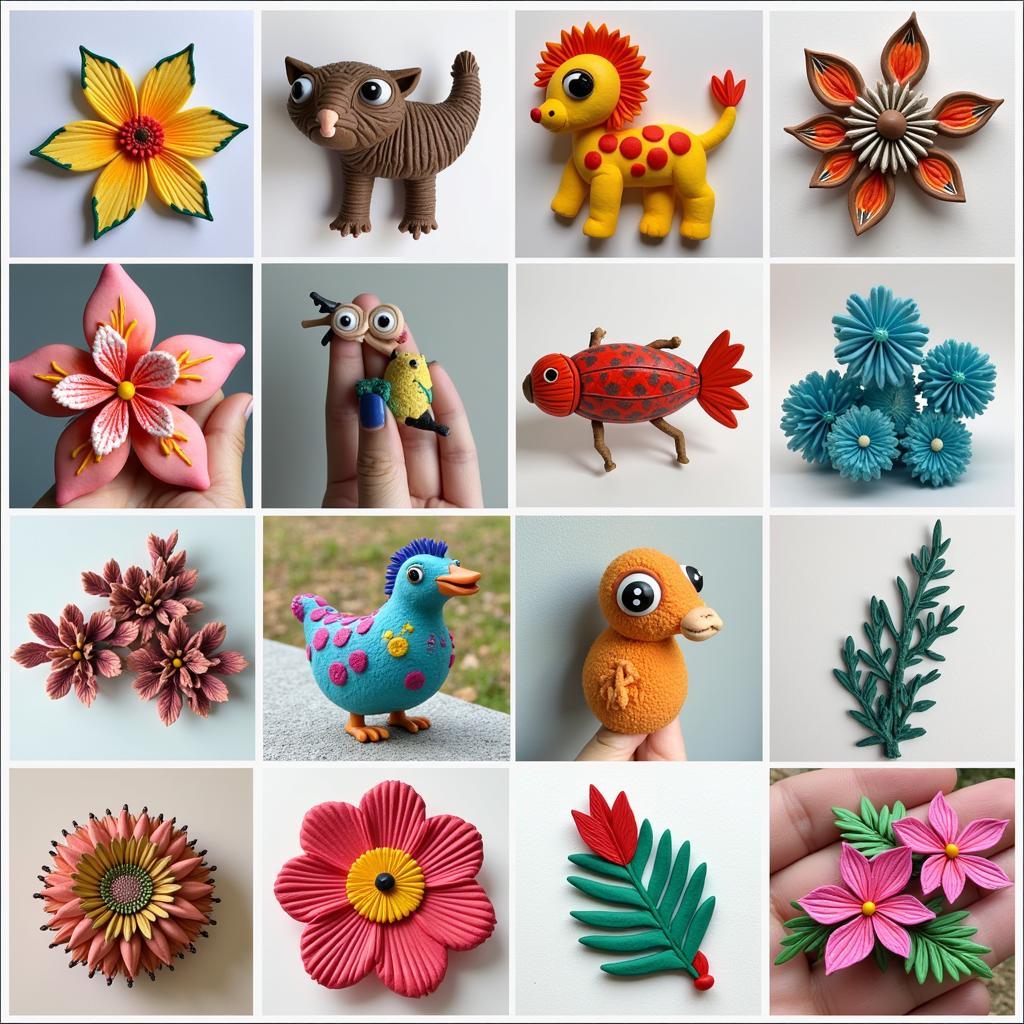 Polymer clay projects in Pakistan showcasing a variety of creations like jewelry, figurines, and home decor items.