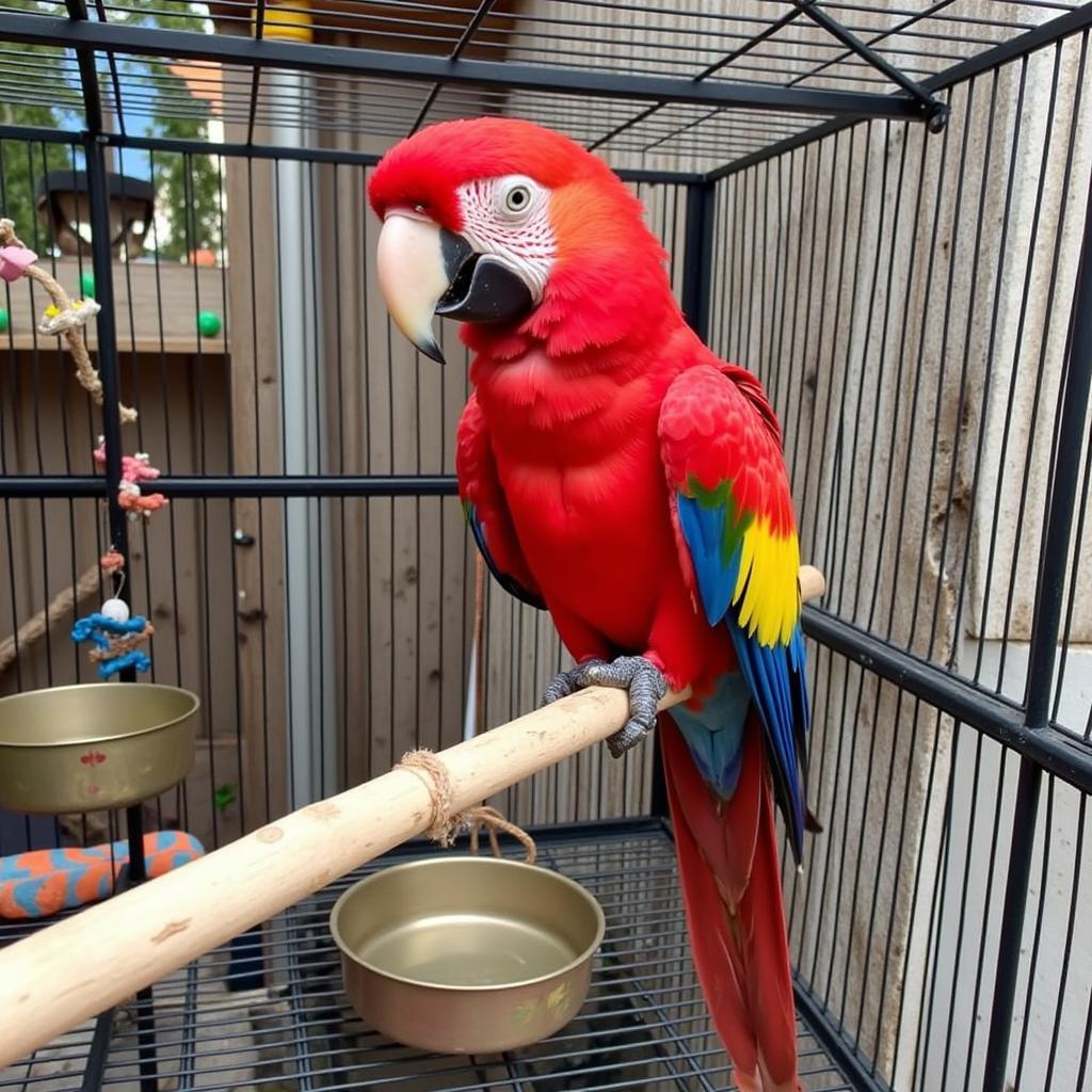 Red Macaw in a Pet Shop in Lahore