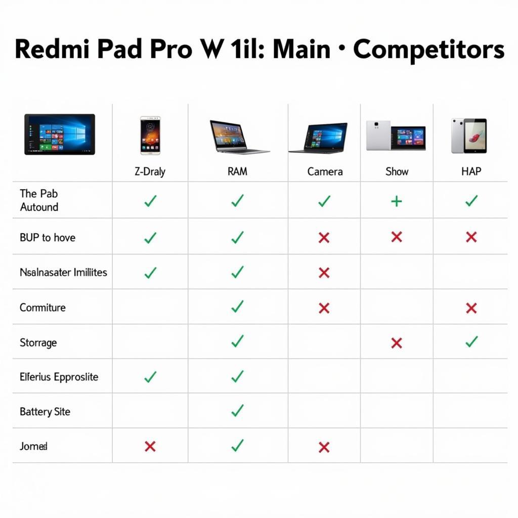 Redmi Pad Pro Competitor Comparison