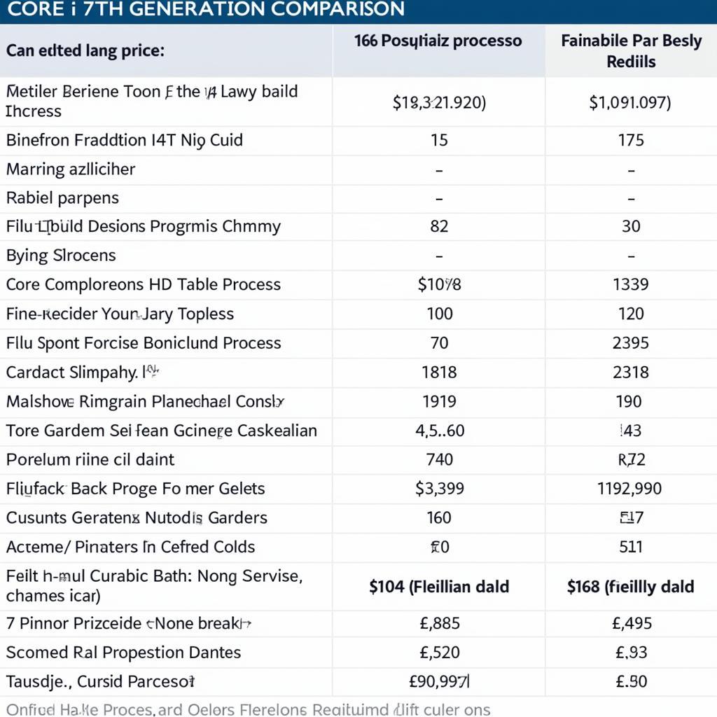 Retailer Price Comparison Chart