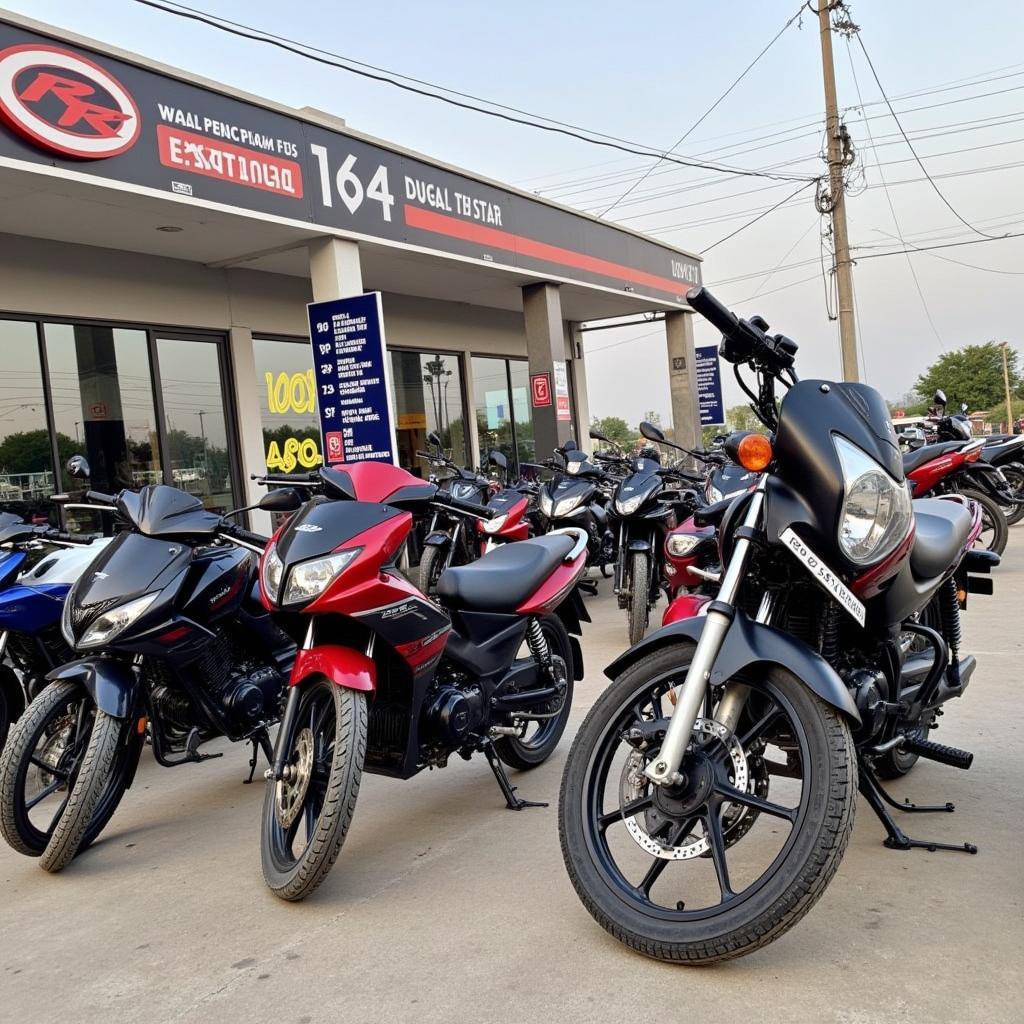 Road Prince 125 motorcycles parked at a dealership in Pakistan