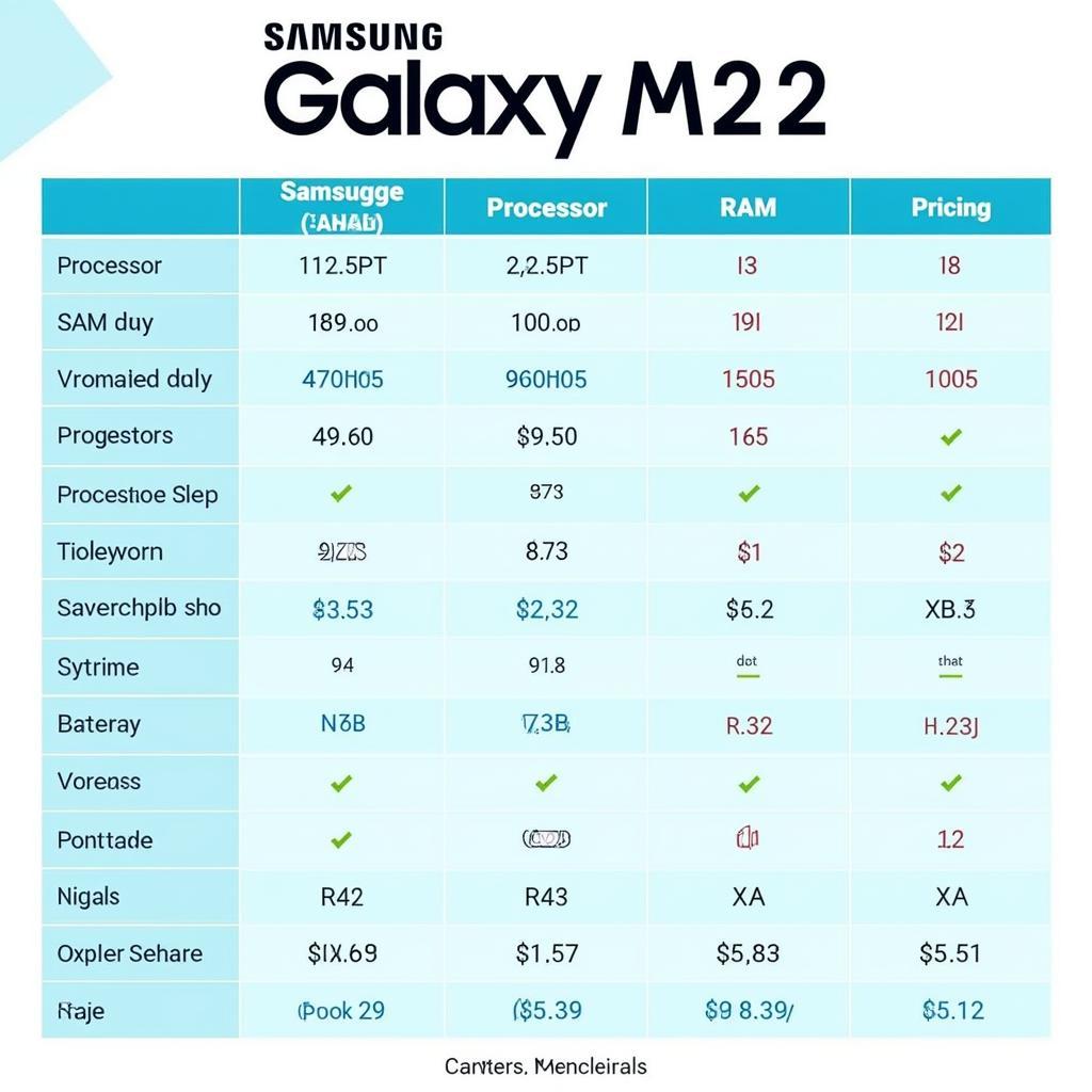 Samsung Galaxy M22 Price and Specs Comparison Chart in Pakistan