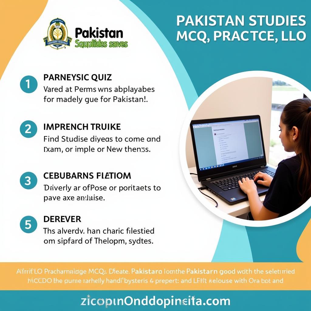 A Student Practicing Pakistan Studies MCQs on a Laptop