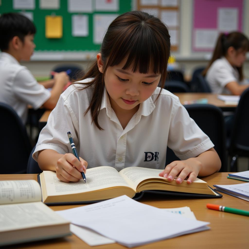 Student Studying O Level Books