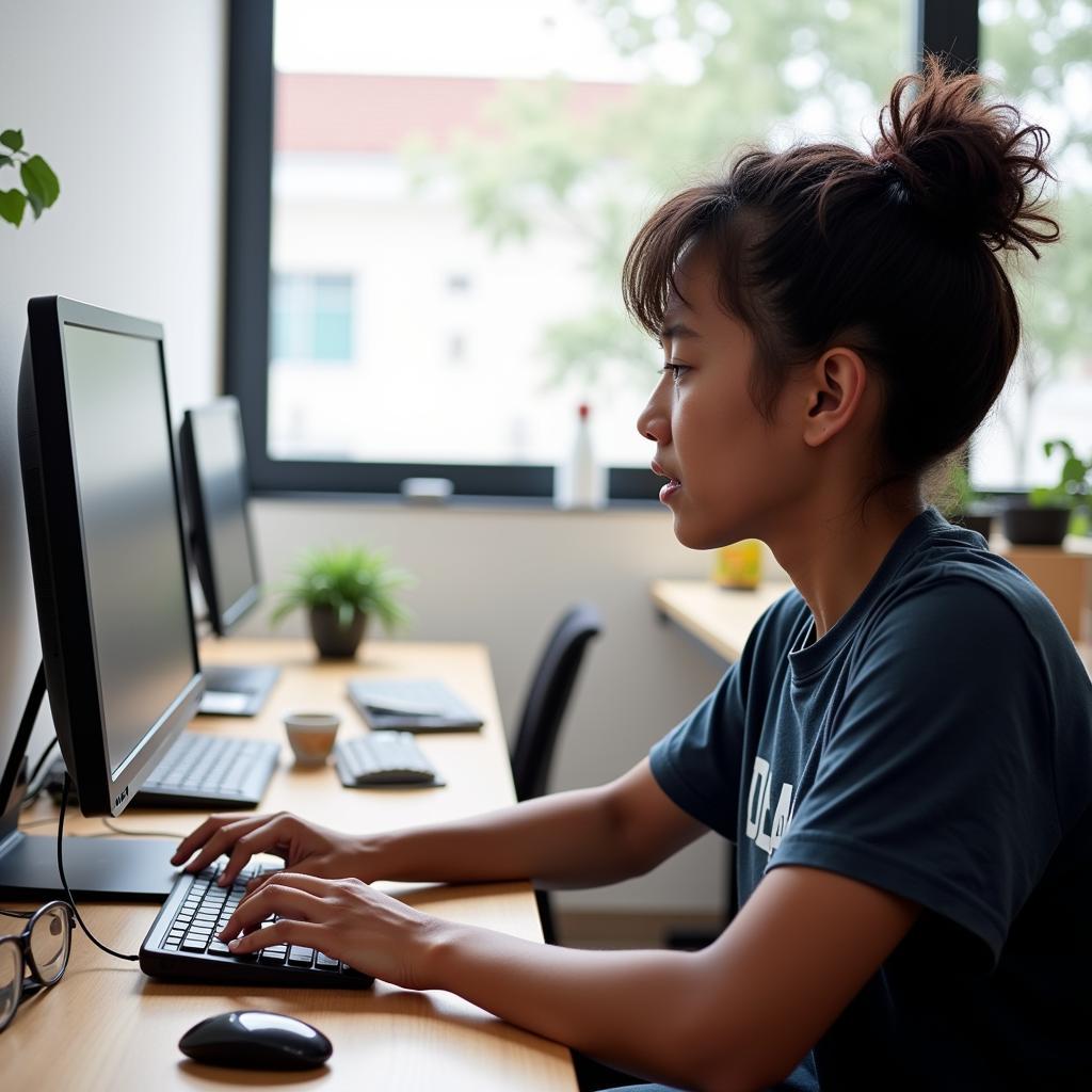 Student working on a Data Entry Project