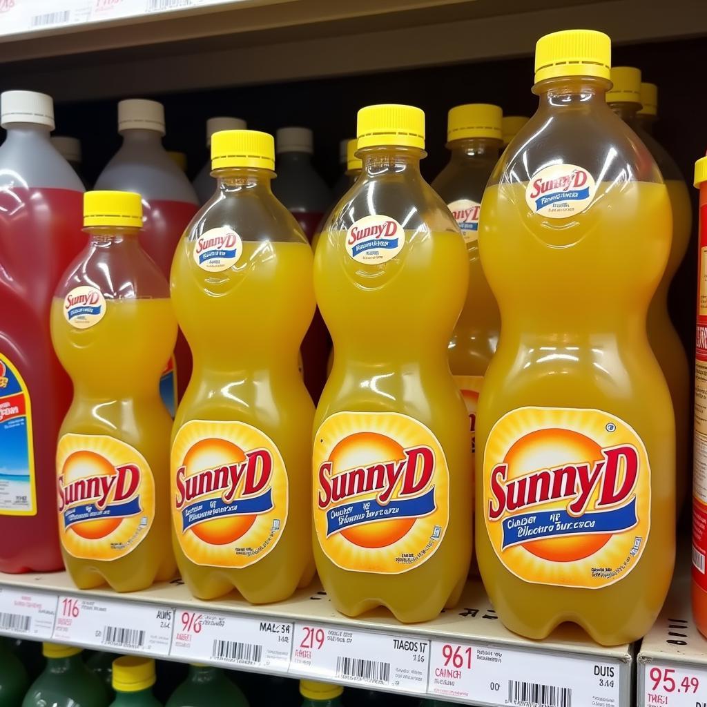 Sunny D bottles on a supermarket shelf in Pakistan