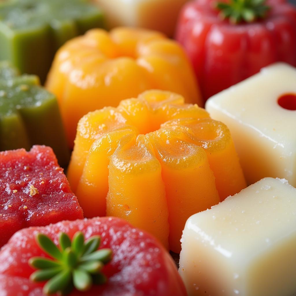 A colorful display of traditional Pakistani mithai.