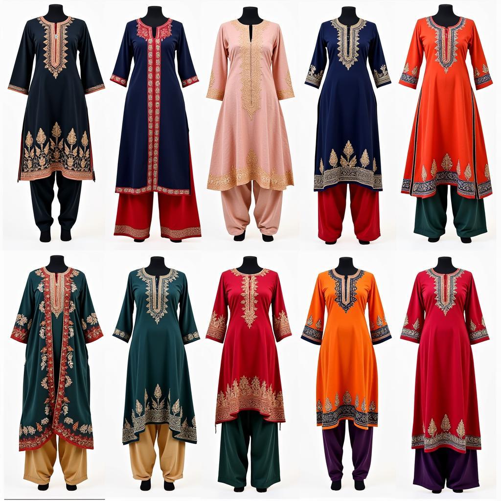 Showcase of traditional Pakistani ready-made dresses.