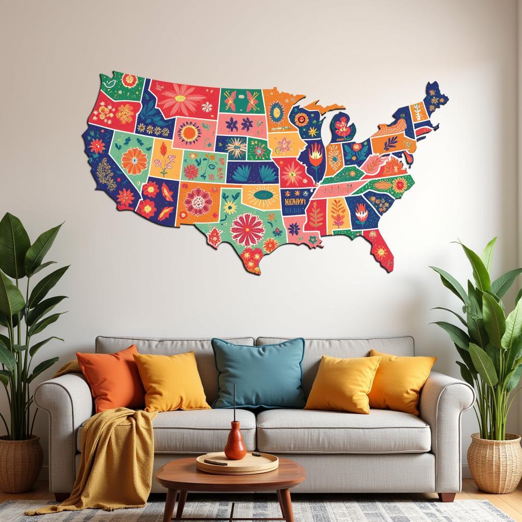 Wall stickers add a pop of color to a living room in Pakistan