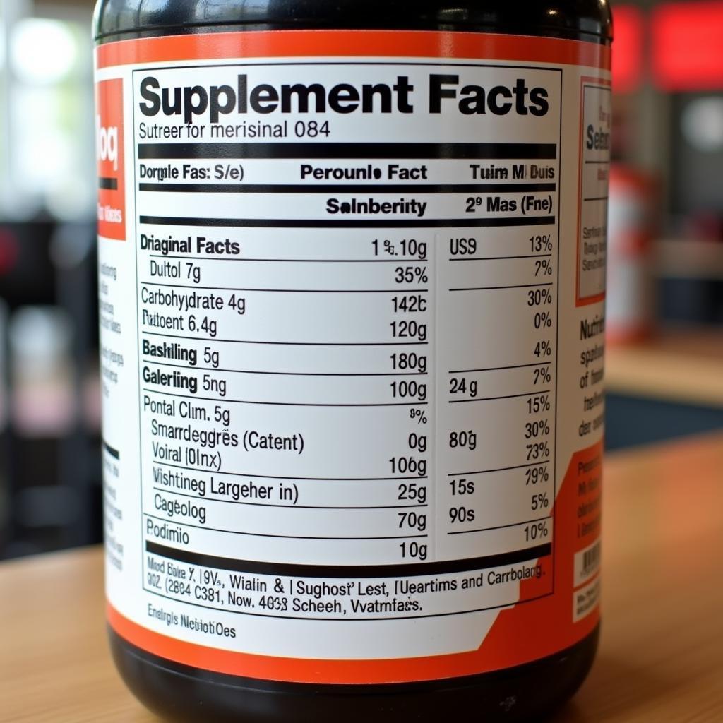 Nutrition label of a weight gainer supplement