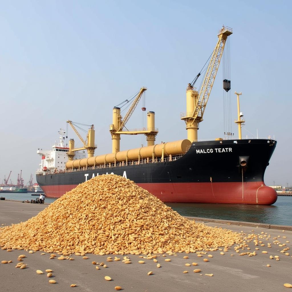 Wheat Imports Arriving at a Pakistani Port