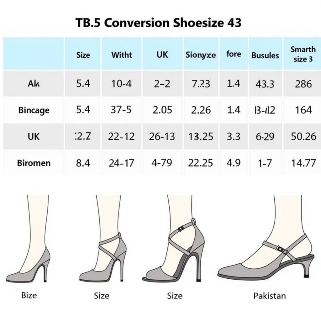 43 Shoe Size Conversion Chart for Pakistan