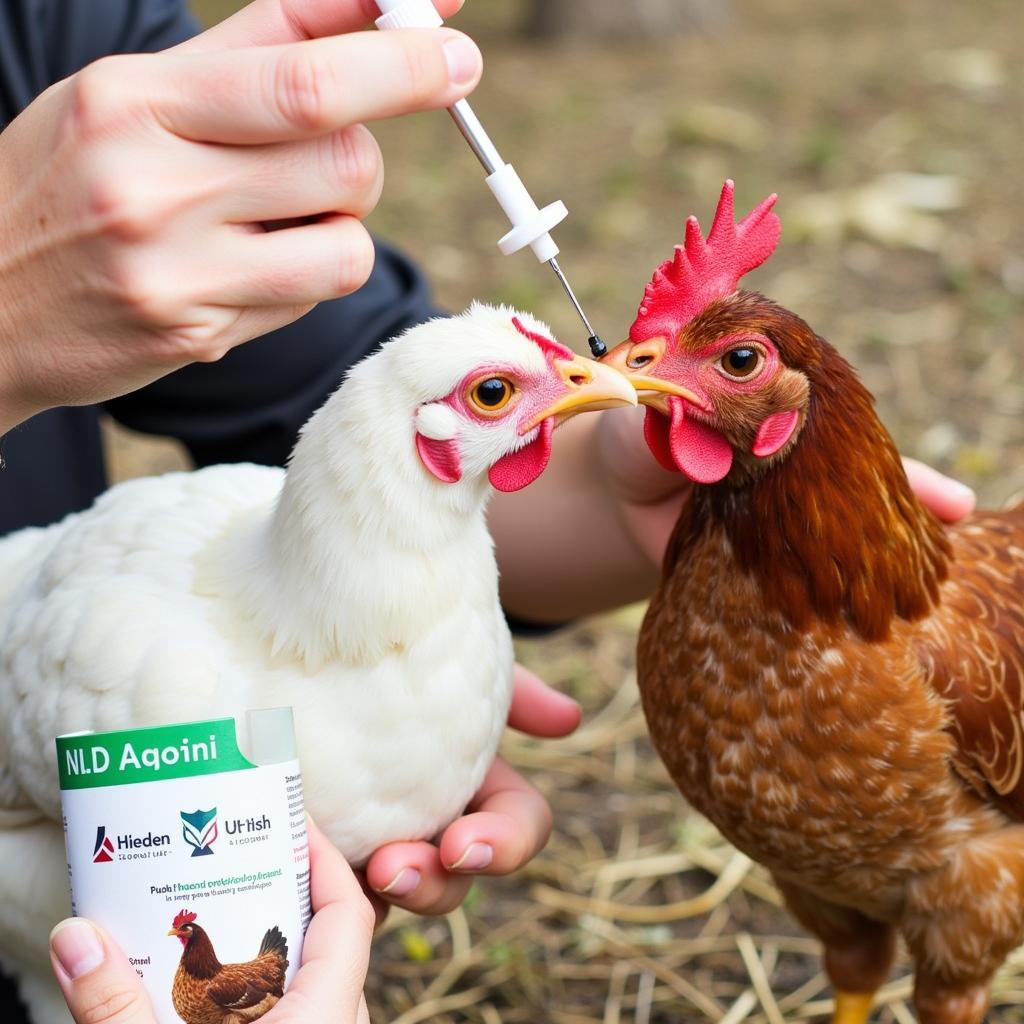 Administering ND Lasota Vaccine to Poultry