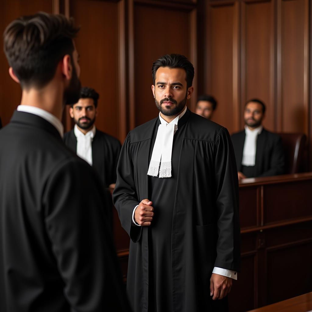 Barrister Arguing a Case in a Pakistani Courtroom