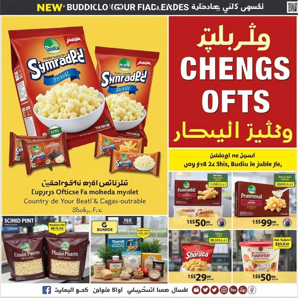 Promotional offers and discounts on shredded cheese in a Pakistani store.