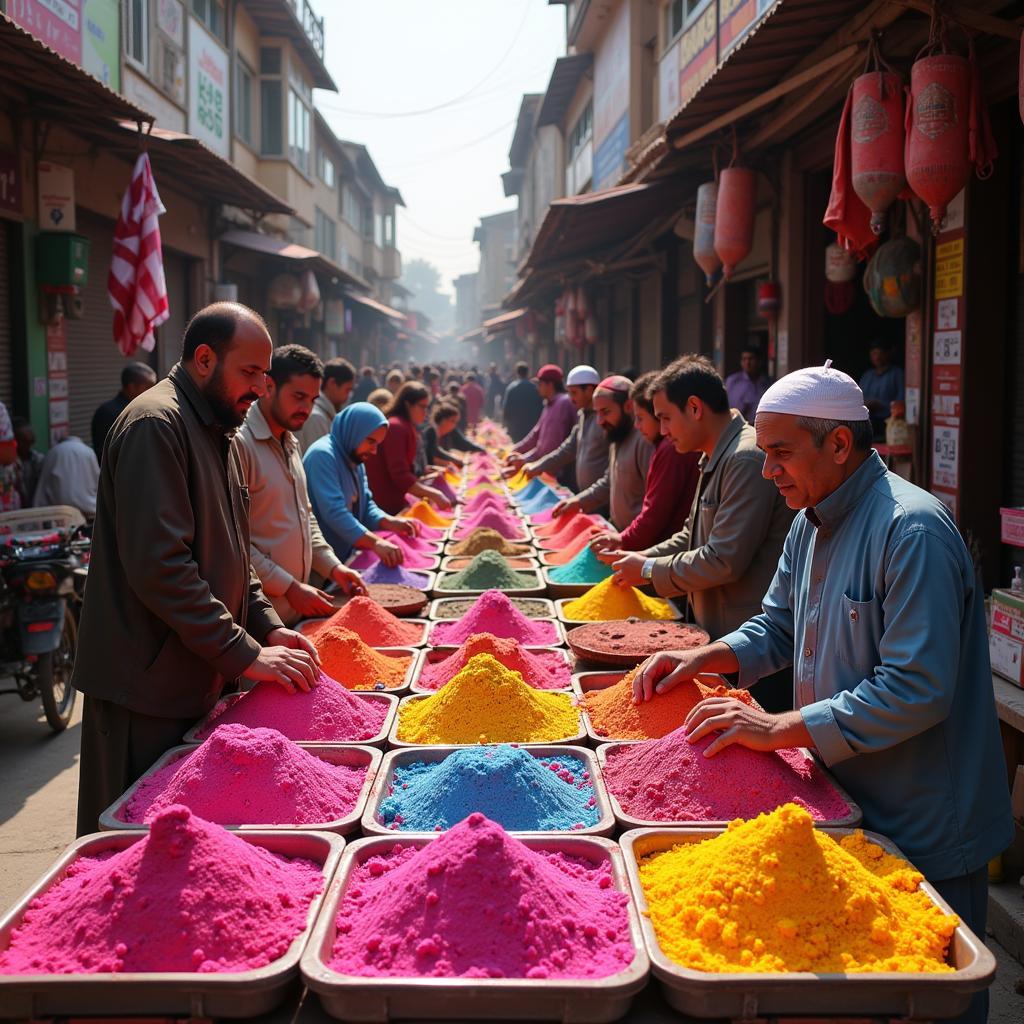 Buying Colour Bombs in Local Market, Pakistan