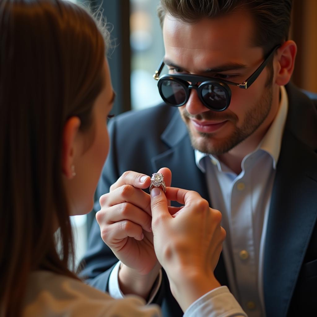 Tips for Buying Diamonds in Pakistan: A customer consulting with a jeweler.