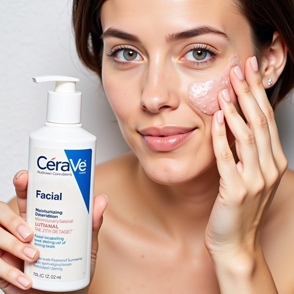 CeraVe Skincare Routine: Applying CeraVe Facial Moisturizing Lotion.