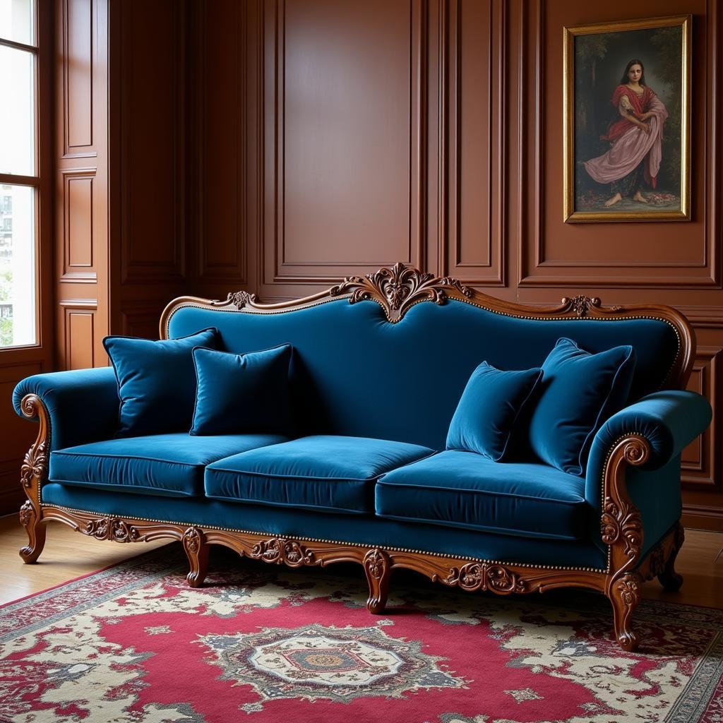 Classic Velvet Sofa Set in a Pakistani Home