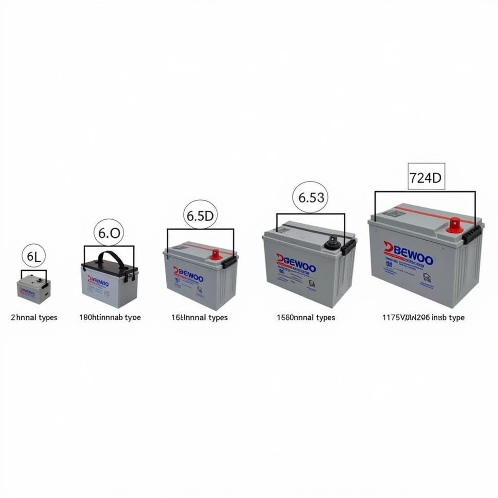 Comparison of different Daewoo battery sizes, highlighting the 65 model