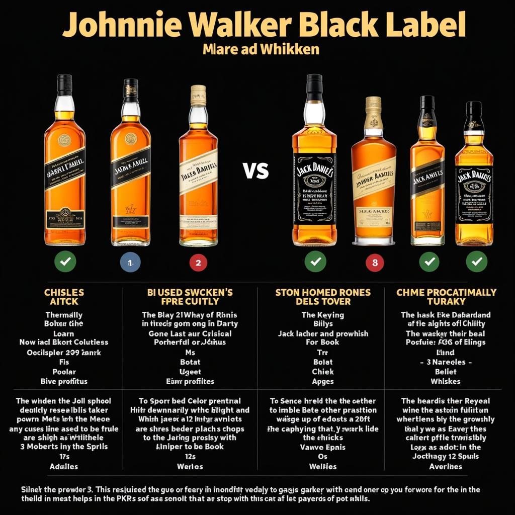 A comparison chart showing the prices and flavor profiles of Johnnie Walker Black Label, Chivas Regal 12, and Jack Daniel's in Pakistan.