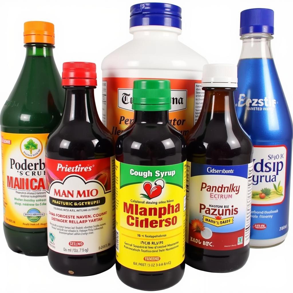 Different Cough Syrup Bottles