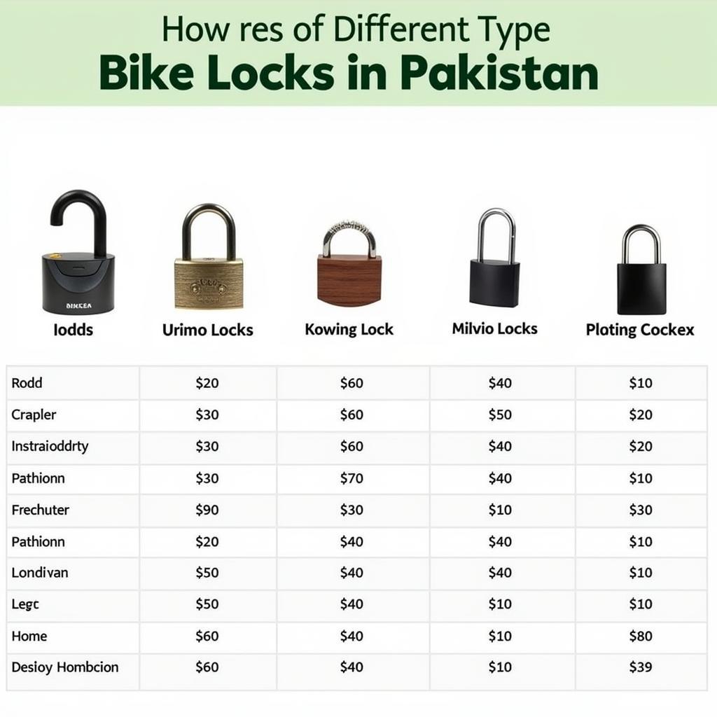 Different price ranges of bike locks in Pakistan