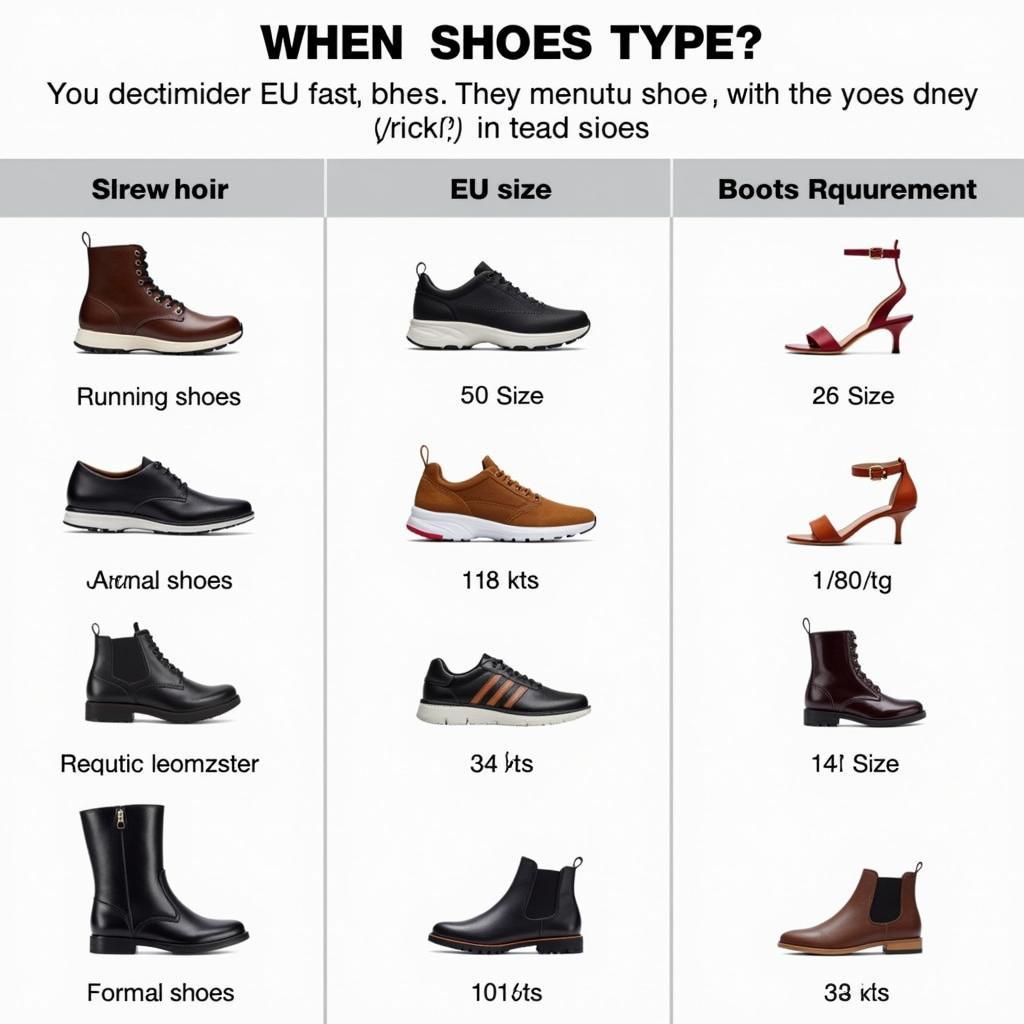 Different Shoe Types and Sizing