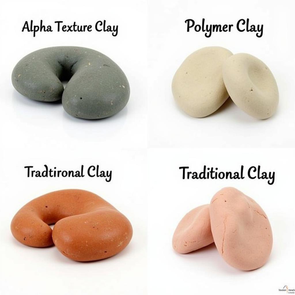 Different types of modeling clay available in Pakistan, including alpha texture clay.