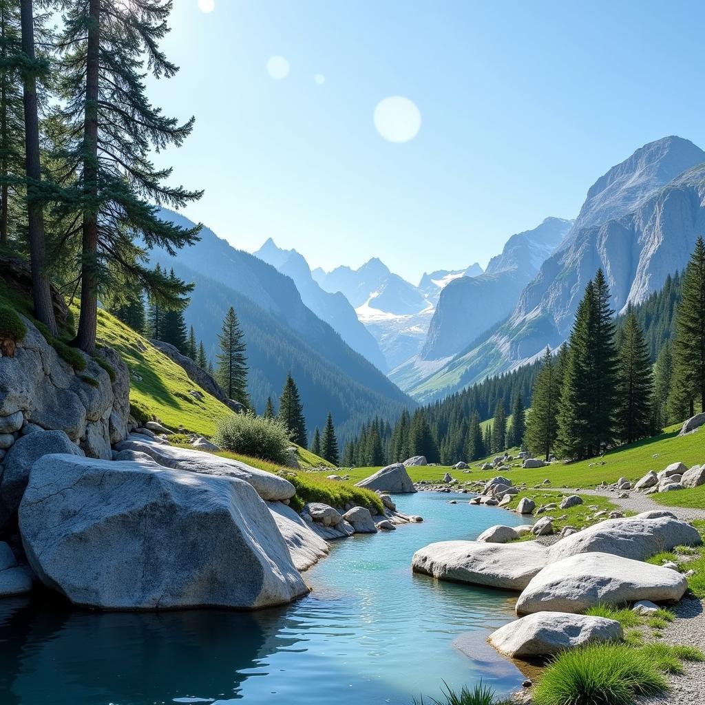 Evian water source in the French Alps