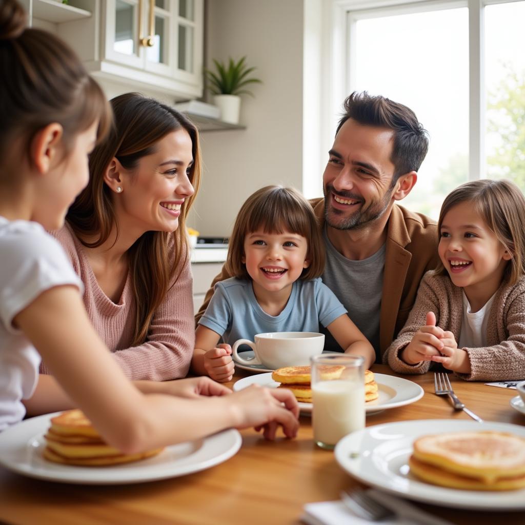 Family Enjoying Christine Pancakes