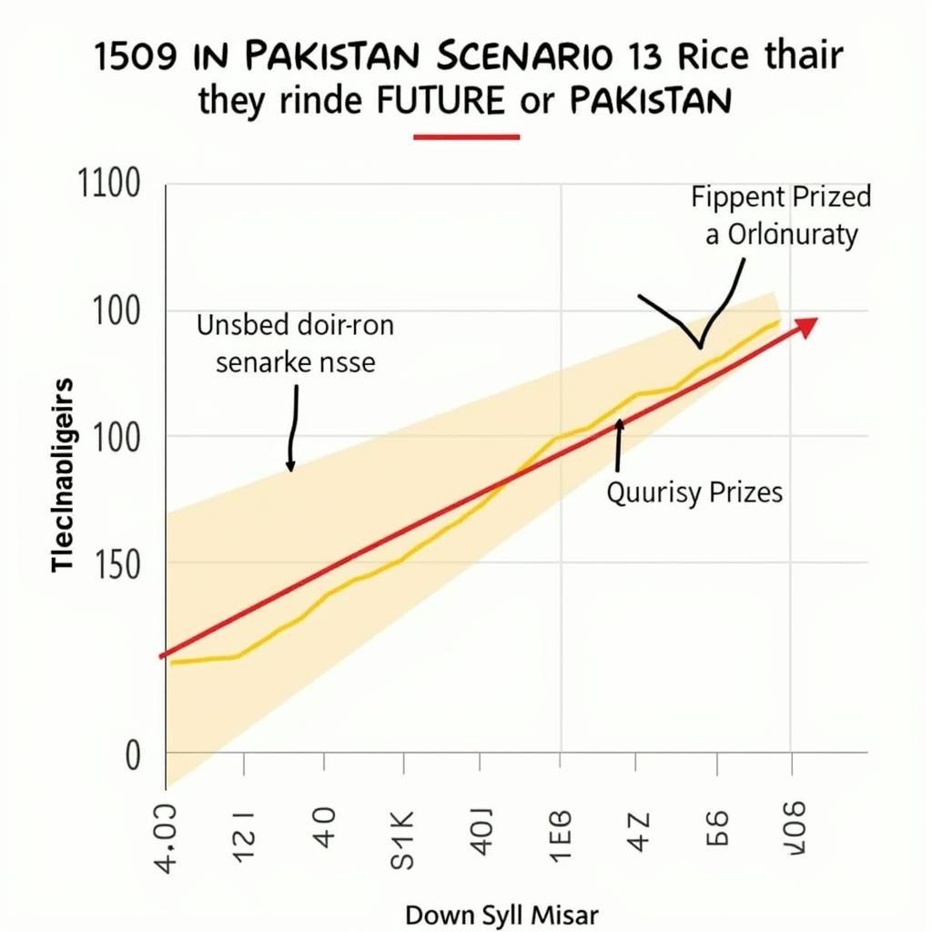 Graph depicting projected trends for 1509 rice prices in Pakistan, considering various factors influencing the market.