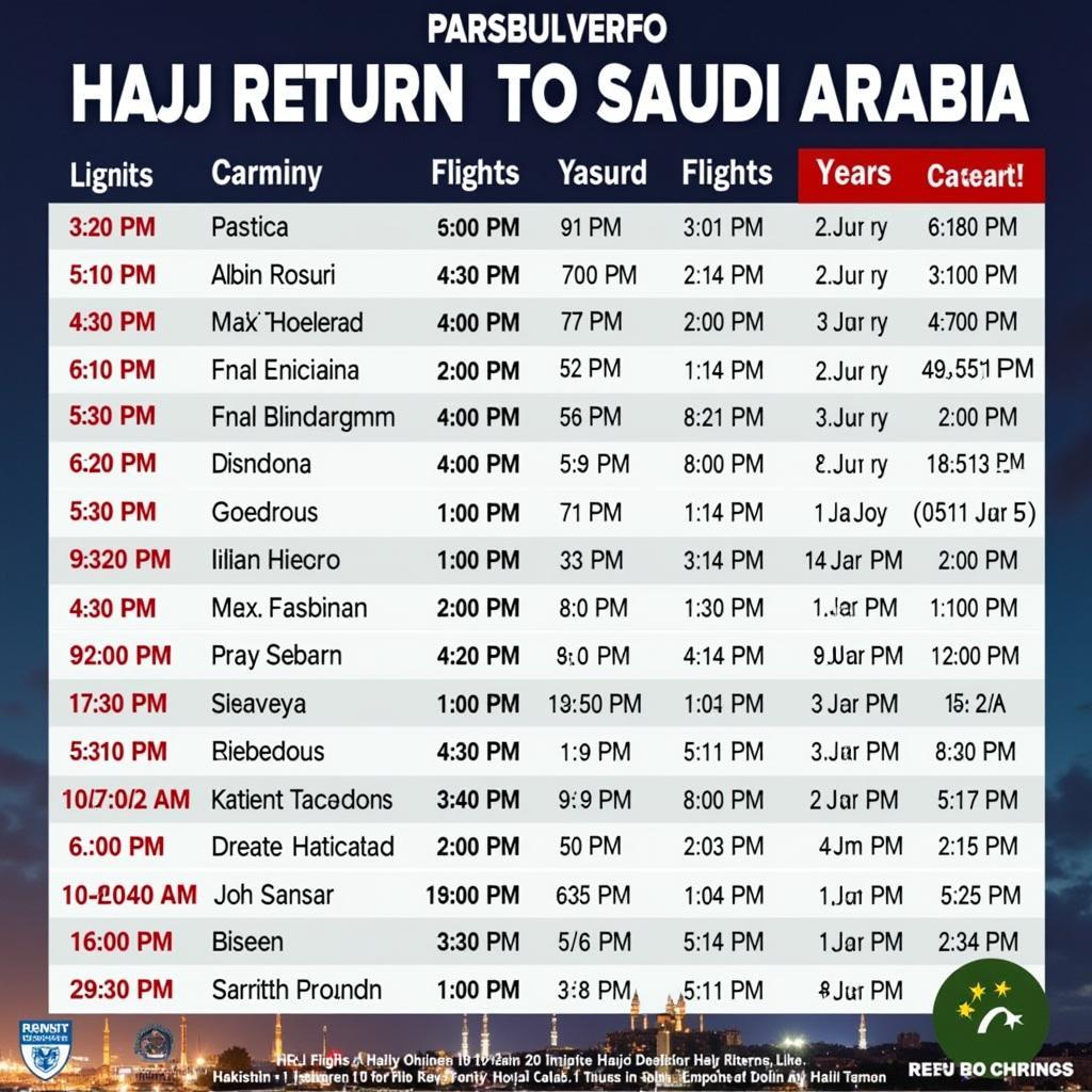 Hajj Return Flights Pakistan 2018 Schedule