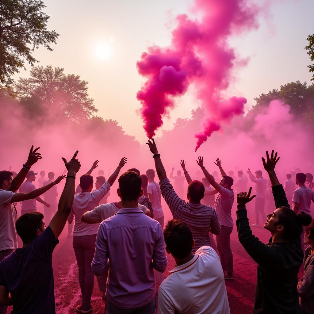 Holi Celebration with Colour Bombs in Pakistan